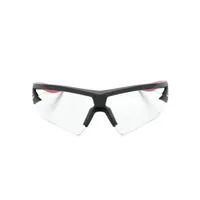 puma eyewear lunettes de soleil oversize à plaque logo - noir